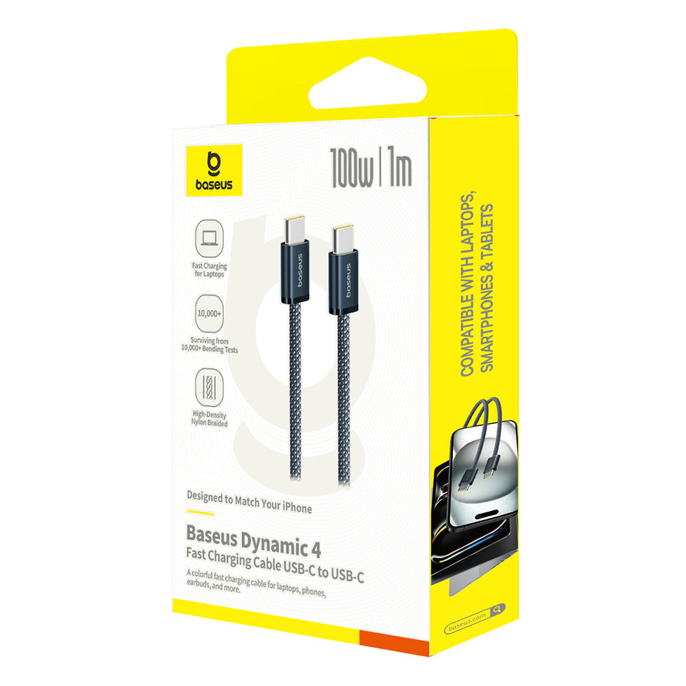 Кабел за данни и зареждане USB-C - USB-C Baseus Dynamic 4 Series, 100W, 1m, Тъмносин P10381400121-00