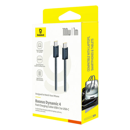 Кабел за данни и зареждане USB-C - USB-C Baseus Dynamic 4 Series, 100W, 1m, Тъмносин P10381400121-00