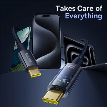 Кабел за данни и зареждане USB-C - USB-C Baseus Explorer, 100W, 1m, Тъмносин P10319704321-00