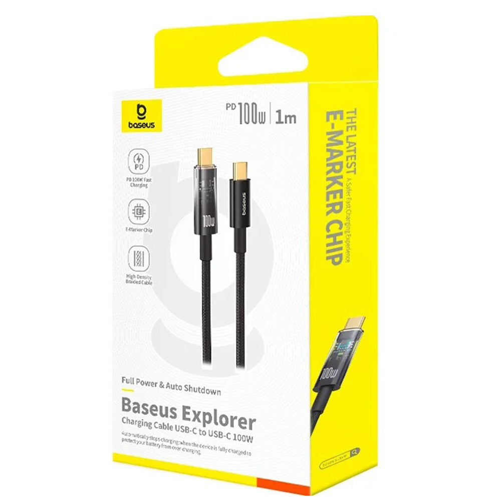Кабел за данни и зареждане USB-C - USB-C Baseus Explorer, 100W, 1m, Черен P10319703111-00
