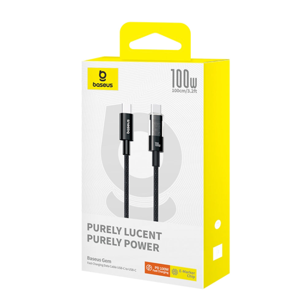 Кабел за данни и зареждане USB-C - USB-C Baseus Gem, 100W, 1m, Черен P10373000111-00