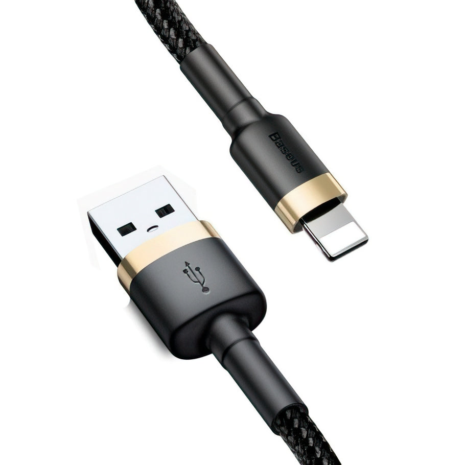Кабел за данни и зареждане USB-A - Lightning Baseus Cafule, 18W, 3m, Златист CALKLF-RV1