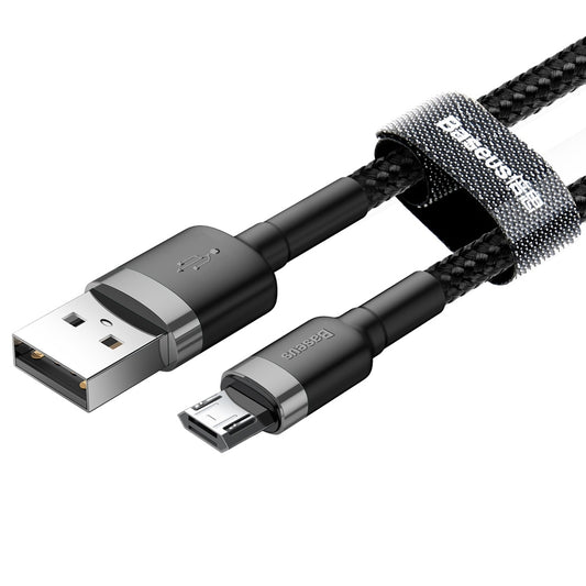 Кабел за данни и зареждане USB-A - microUSB Baseus Cafule, 18W, 2m, Сив CAMKLF-CG1