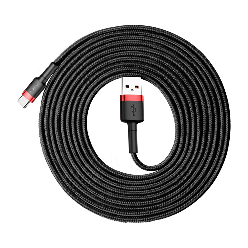 Кабел за данни и зареждане USB-A - USB-C Baseus Cafule, 18W, 3m, Червен CATKLF-U91
