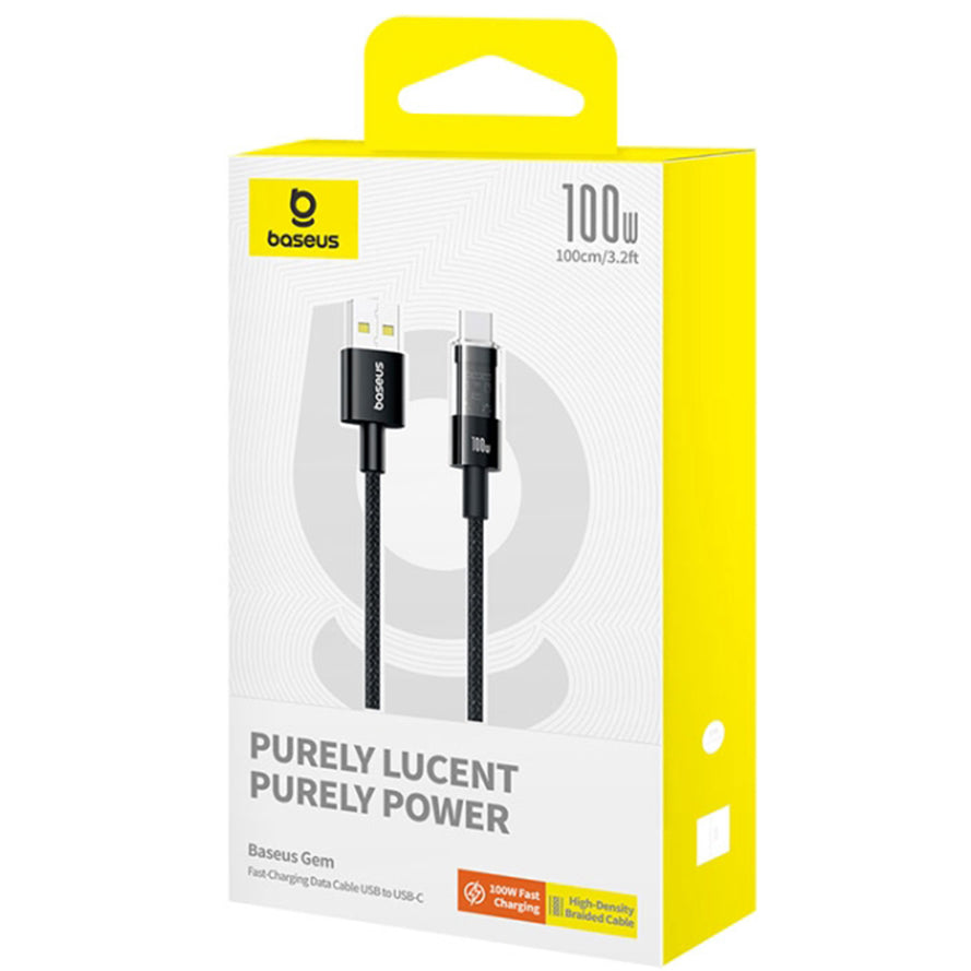 Кабел за данни и зареждане USB-A - USB-C Baseus Gem, 100W, 1m, Черен P10373002111-00