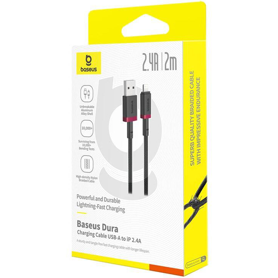 Кабел за данни и зареждане USB-A - Lightning Baseus Dura Series, 18W, 2m, Червен P10377801U01-03