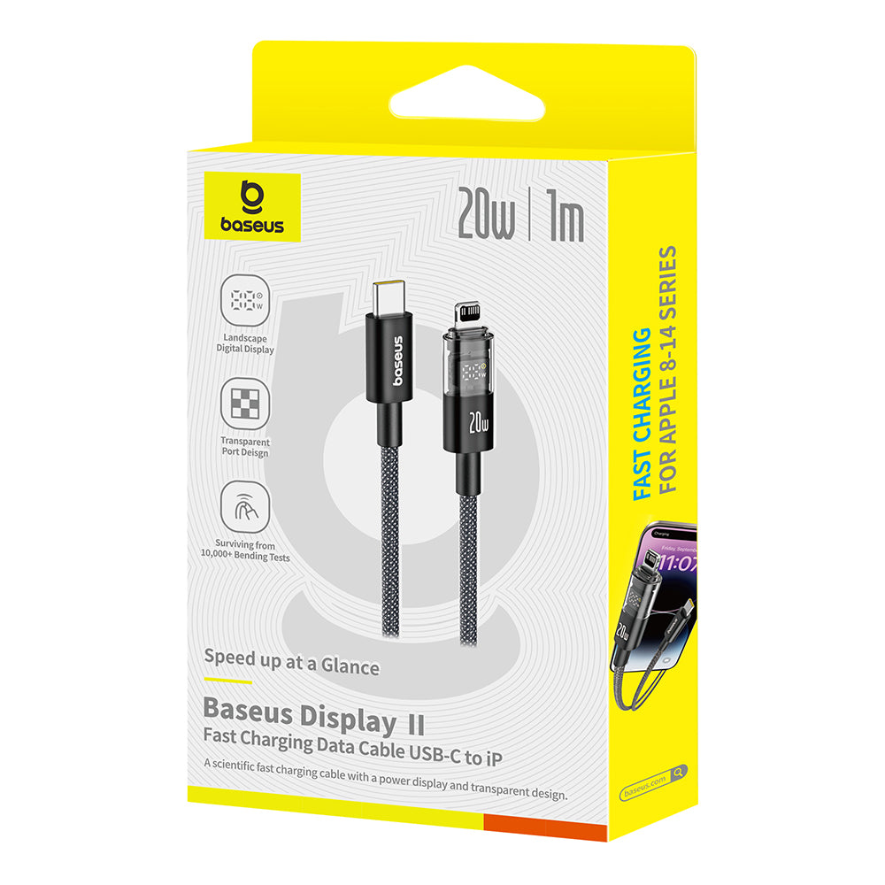 Кабел за данни и зареждане USB-C - Lightning Baseus Display 2, 20W, 2m, Черен P10382703121-01