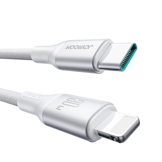 Кабел за данни и зареждане USB-C - Lightning Joyroom S-A28 Flash, 30W, 1m, Бял