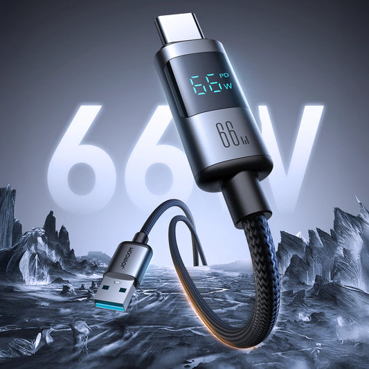 Кабел за данни и зареждане USB-A - USB-C Joyroom S-A16 Pro Prism Display, 66W, 1.2m, Черен