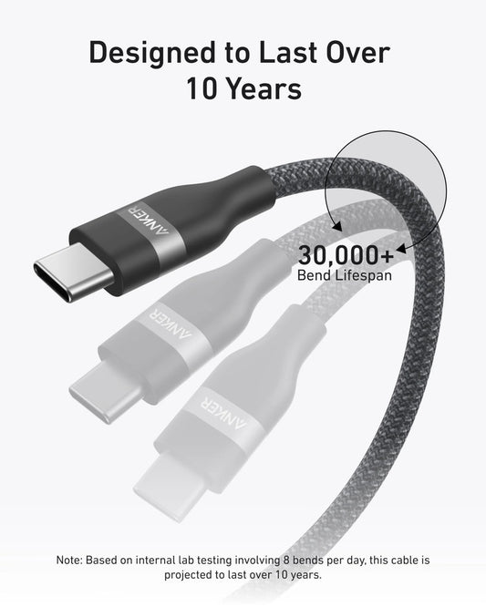 Кабел за данни и зареждане USB-C - USB-C Anker, 240W, 0.9m, Черен A82E2H11