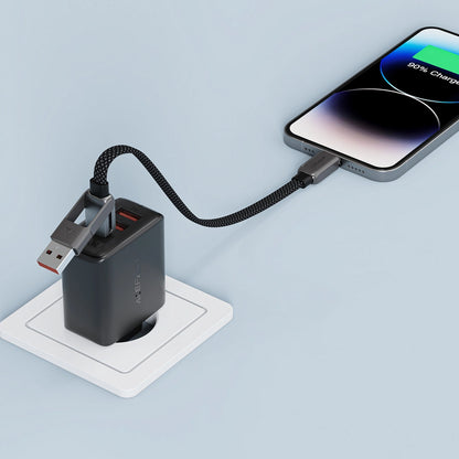 Кабел за данни и зареждане USB-C - USB-A / USB-C Acefast C13-05, 60W, 0.2m, Черен