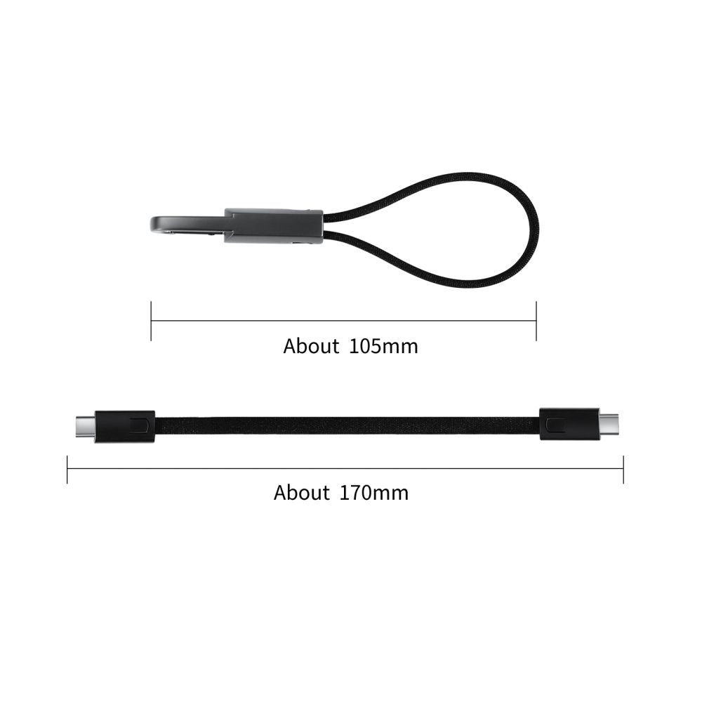 Кабел за данни и зареждане USB-C - USB-C Tech-Protect Ultraboost DNA Keychain, 60W, 0.17m, Сив
