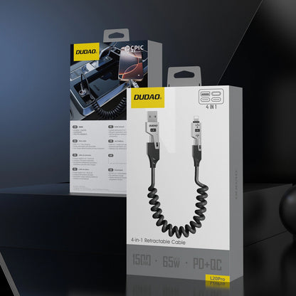 Кабел за данни и зареждане USB-A / USB-C - Lightning / USB-C Dudao L20 Pro, 65W, 1.5m, Черен