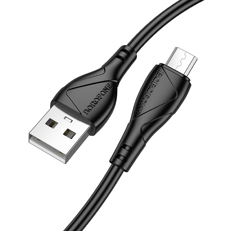 Кабел за данни и зареждане USB-A - microUSB Borofone BX121 Energy, 18W, 1m, Черен