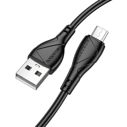 Кабел за данни и зареждане USB-A - microUSB Borofone BX121 Energy, 18W, 1m, Черен