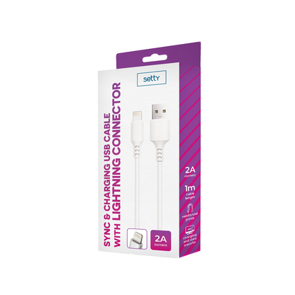Кабел за данни и зареждане USB-A - Lightning Setty, 18W, 1m, Бял
