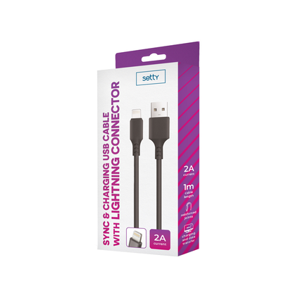 Кабел за данни и зареждане USB-A - Lightning Setty, 18W, 1m, Черен