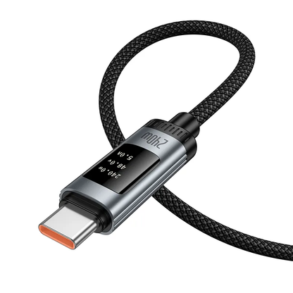 Кабел за данни и зареждане USB-C - USB-C HOCO Display U148, 240W, 1.2m, Черен