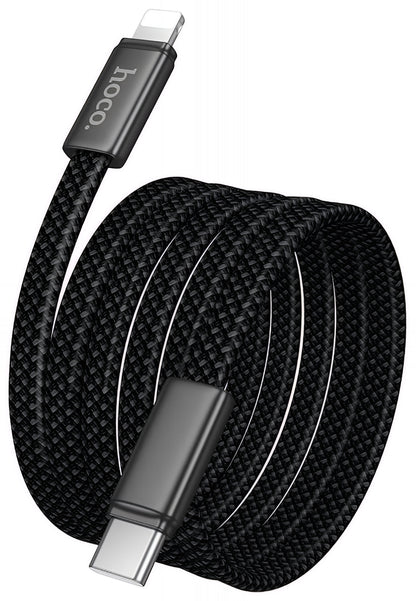 Кабел за данни и зареждане USB-C - Lightning HOCO X125, 30W, 1m, Черен