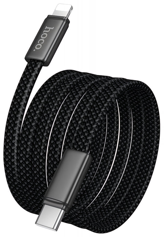 Кабел за данни и зареждане USB-C - Lightning HOCO X125, 30W, 1m, Черен