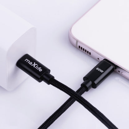 Кабел за данни и зареждане USB-C - USB-C MaXlife MXUC-12, 60W, 1m, Черен