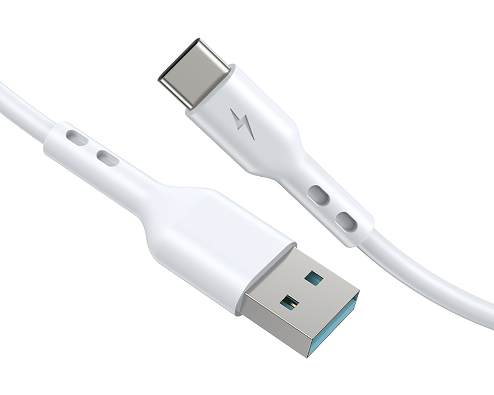 Кабел за данни и зареждане USB-A - USB-C BWOO X172C, 60W, 1m, Бял