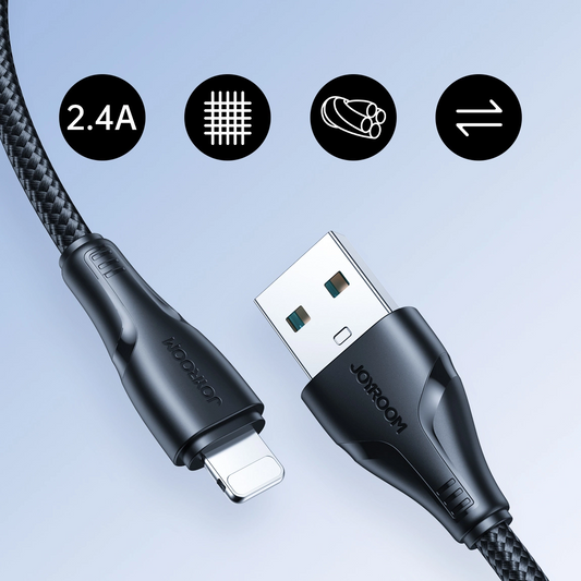 Кабел за данни и зареждане USB-A - Lightning Joyroom S-A11, 18W, 1.2m, Черен