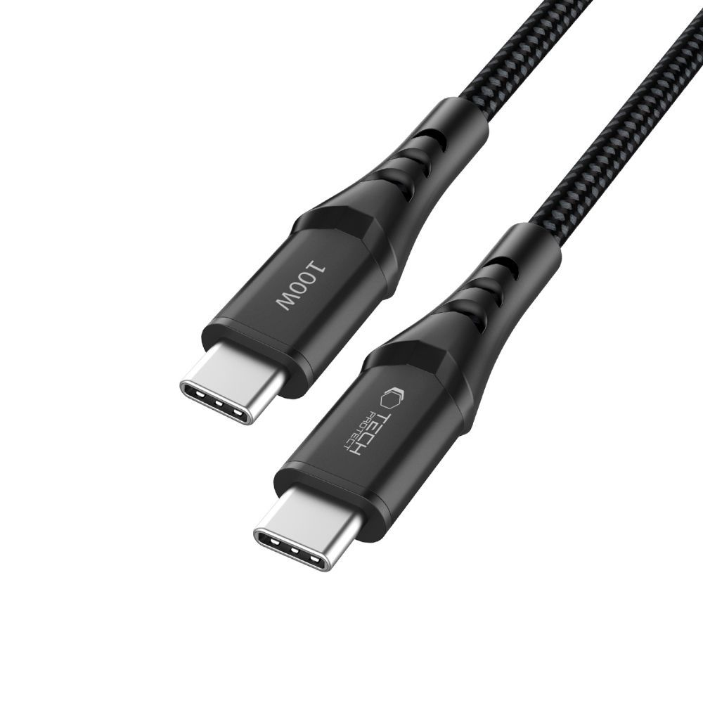 Кабел за данни и зареждане USB-C - USB-C Tech-Protect UB11T Ultraboost, 100W, 2м, Черен