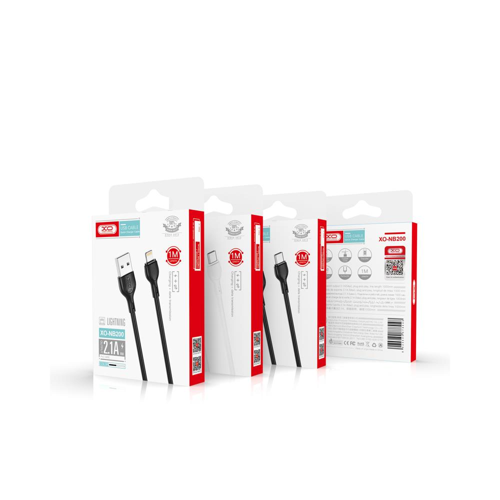 Кабел за данни и зареждане USB-A - Lightning XO Design NB200, 10W, 1m, Черен