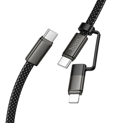 Кабел за данни и зареждане USB-C - Lightning / USB-C HOCO X125, 60W, 1м, Черен