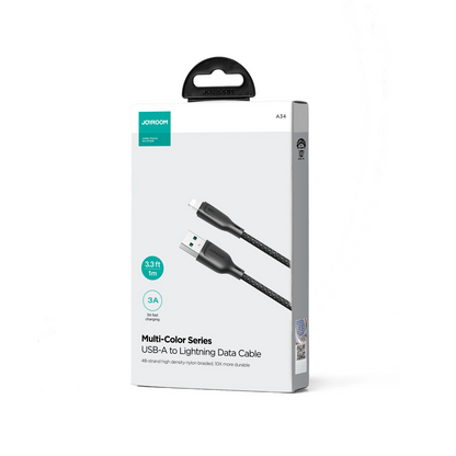 Кабел за данни и зареждане USB-A - Lightning Joyroom S-A34, 18W, 1м, Черен