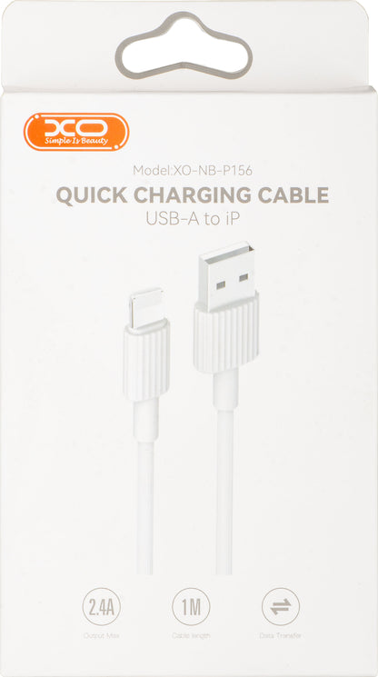 Кабел за данни и зареждане USB-A - Lightning XO Design NB156, 18W, 1m, Бял