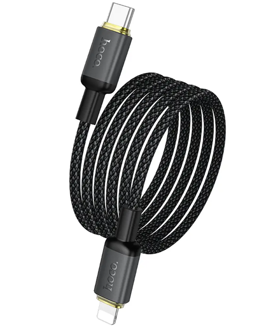 Кабел за данни и зареждане USB-C - Lightning HOCO X128 Benefit, 30W, 1м, Черен
