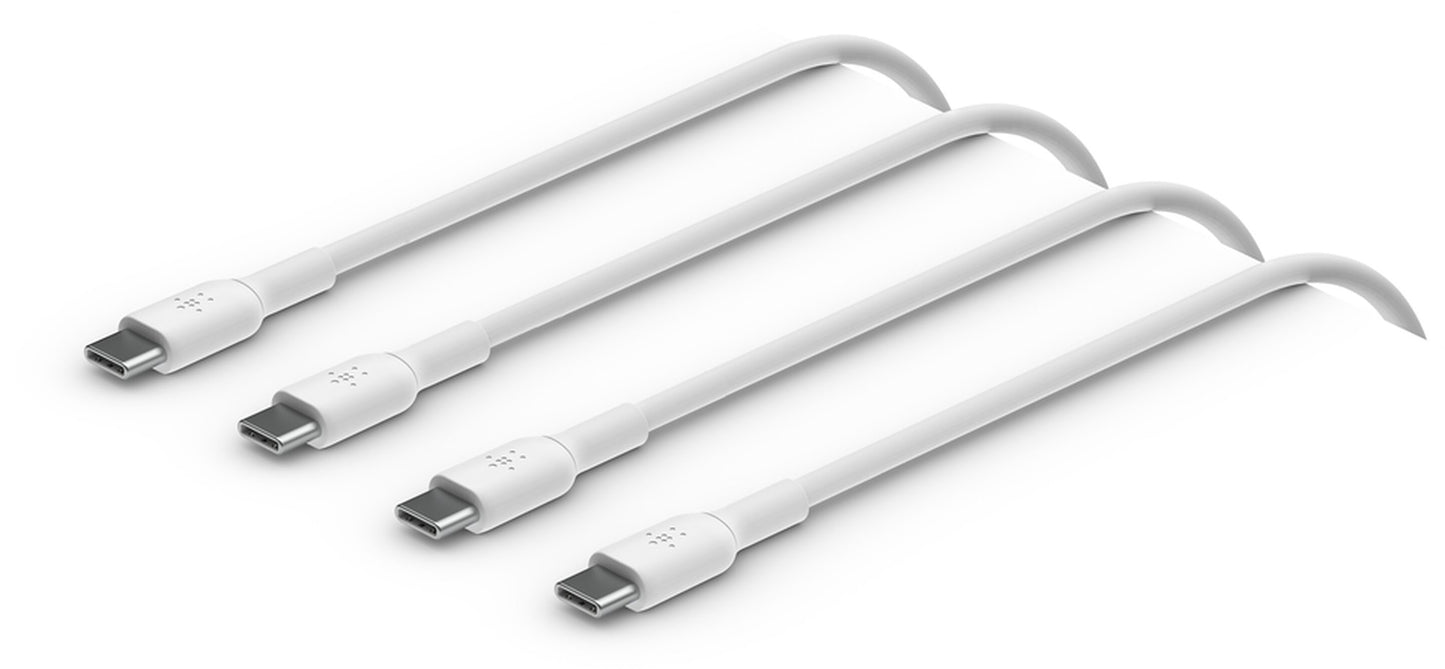 Кабел за данни и зареждане USB-C - USB-C Belkin BoostCharge, 60W, 1м, комплект 2 броя, бял CAB003bt1MWH2PK
