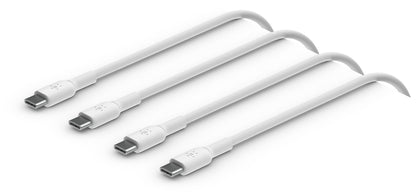 Кабел за данни и зареждане USB-C - USB-C Belkin BoostCharge, 60W, 1м, комплект 2 броя, бял CAB003bt1MWH2PK