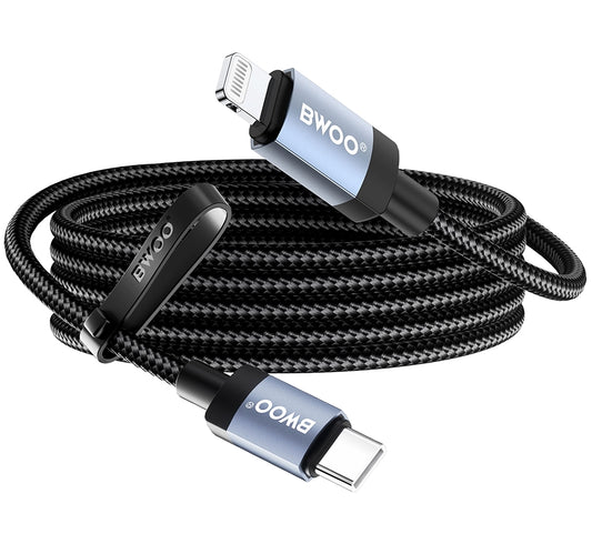 Кабел за данни и зареждане USB-C - Lightning BWOO BO-X401CL, 30W, 1м, Черен