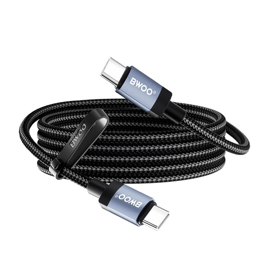 Кабел за данни и зареждане USB-C - USB-C BWOO BO-X401CC, 65W, 1м, Черен