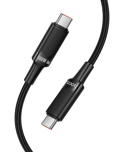 Кабел за данни и зареждане USB-C - USB-C HOCO U153 Extreme, 100W, 1.2м, Черен