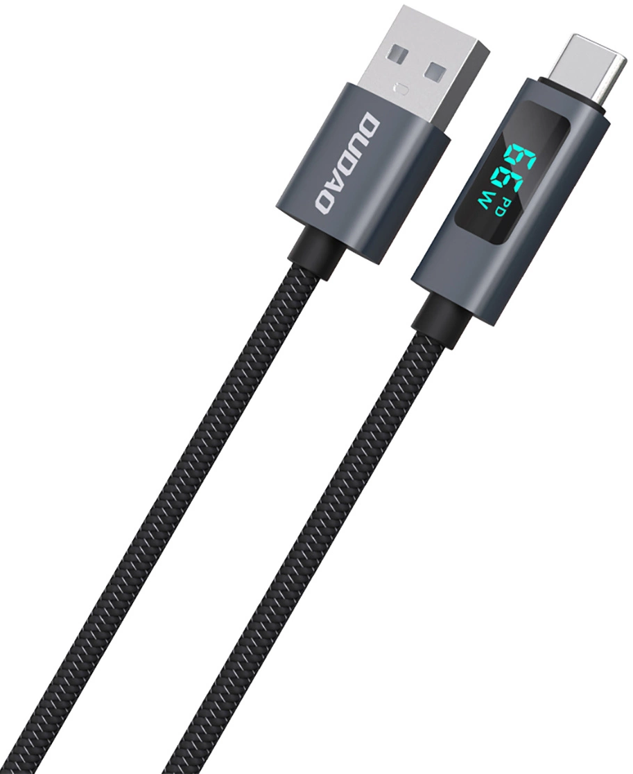 USB-A to USB-C Data and Charging Cable Dudao L7T Display, 66W, 1m, Black