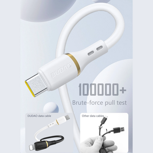 Кабел за данни и зареждане USB-C - USB-C Dudao L25C, 30W, 1м, бял