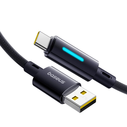 Кабел за данни и зареждане USB-A - USB-C Baseus Lit Button Control, 100W, 2m, Черен P10379002121-01