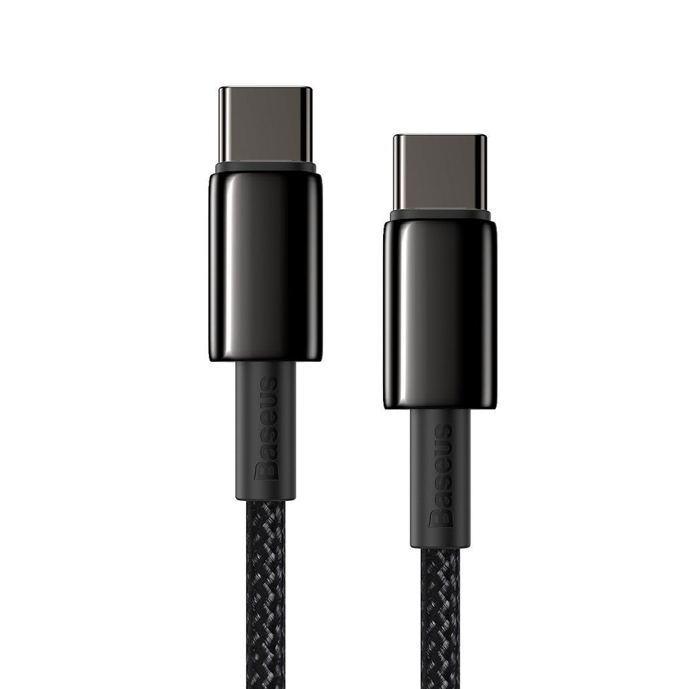 USB-C кабел за данни и зареждане - USB-C Baseus Tungsten Baseus Tungsten Gold, 100W, 1m, черен CATWJ-01 CATWJ-01