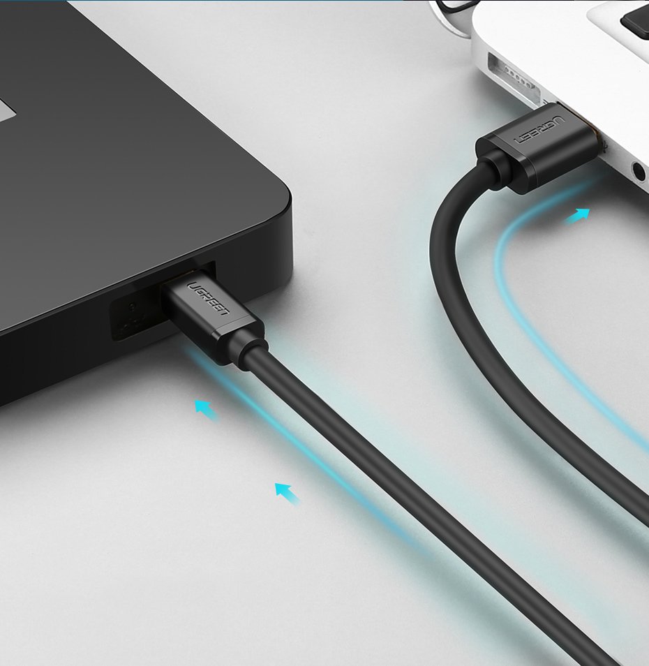 Кабел за данни и зареждане USB-A - miniUSB UGREEN US132, 2m, Черен