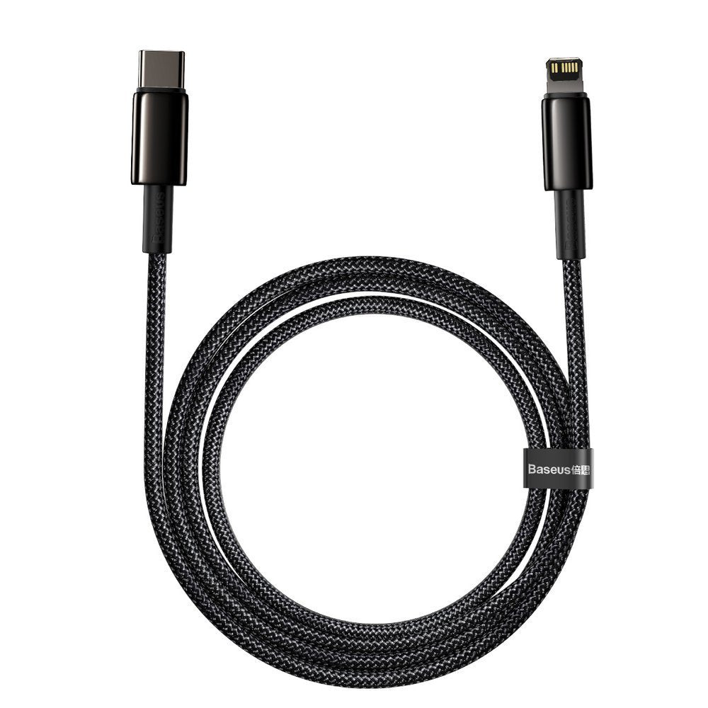 Кабел за данни и зареждане USB-C - Lightning Baseus Tungsten Tungsten Gold, 20W, 2 m, черен CATLWWJ-A01