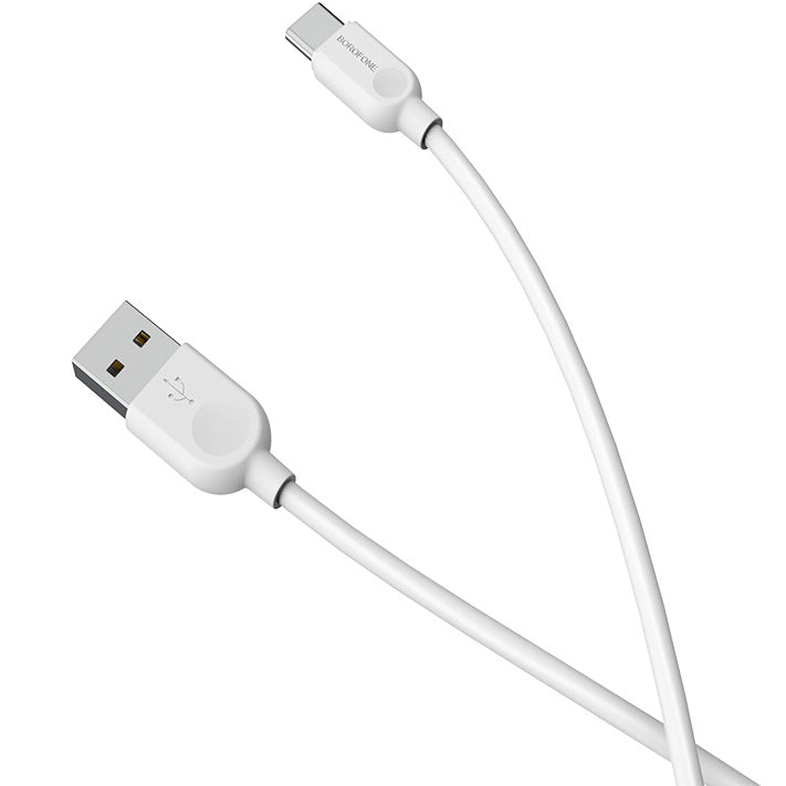 Кабел за пренос на данни и зареждане USB-A - USB-C Borofone BX14 LinkJet, 18W, 1m, бял