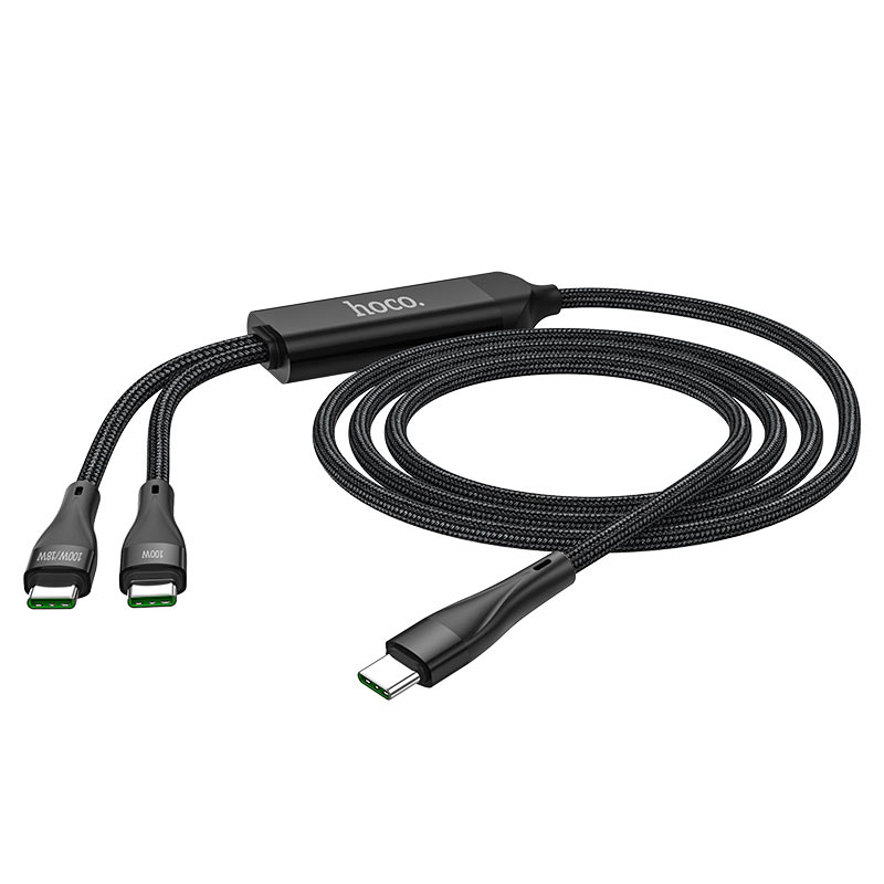 USB-C кабел за данни и зареждане - USB-C HOCO U102 Super, 100W, 1,2 м, черен