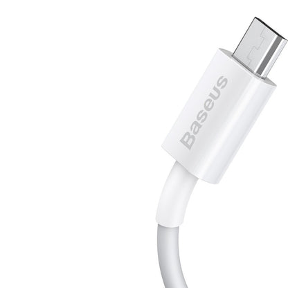 Кабел за данни и зареждане USB-A - microUSB Baseus Superior Series, 18W, 2m, Бял CAMYS-A02