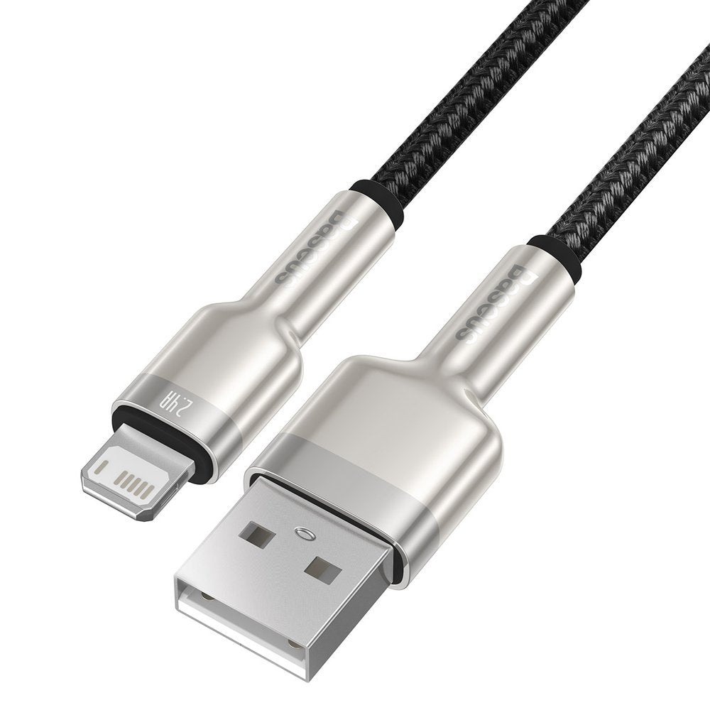 Кабел за данни и зареждане USB-A - Lightning Baseus Cafule Metal Series, 18W, 2m, Черен CALJK-B01