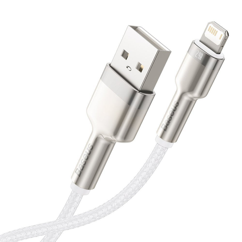 Кабел за данни и зареждане USB-A - Lightning Baseus Cafule Metal Series, 18W, 2m, Бял CALJK-B02