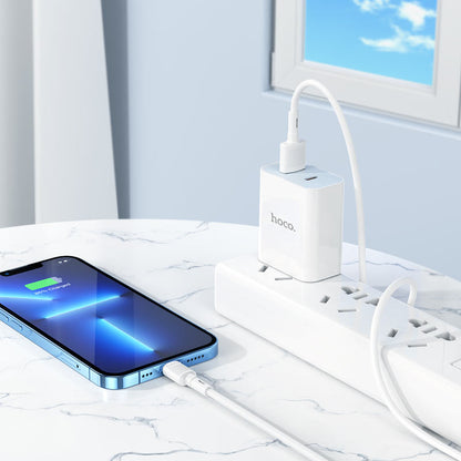 Кабел за данни и зареждане USB-A - Lightning HOCO X83 Victory, 18W, 1m, Бял
